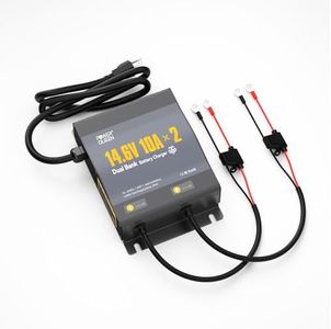 Power Queen 2 Bank Marine Battery Charger 20A (10A/Bank),Dual Smart Battery Charger, 12V LiFePO4 Batteries Charger Waterproof with LED Indicator for RV, Boat,Trolling Motor,Lithium & Lead Acid Battery