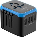 Universal International Power Travel Plug Adapter, 5 in 1 European Travel Plug Adapter W/ 3.5A 2xUSB-A and 2xUSB C Wall Charger and Worldwide AC Outlet for Europe USA UK AUS Asia