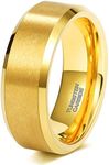 TRUMIUM 2mm 4mm 6mm 8mm 18k Gold Tungsten Rings for Men Women Wedding Bands Matte Finish Beveled Edges Comfort Fit Size 4-13, Tungsten Carbide, No Gemstone