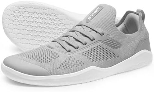 AIRHAS Men's Barefoot Shoes Zero Drop Wide Toe Box Minimalist Gym Shoes for Men Deadlift Cross Training Sneakers (Light Grey,7.5)