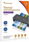 Bonsaii A4 Laminating Pouches, 100 Sheets, 160 Microns (2×80 Microns), Glossy Finish, Clear and Durable, Ideal for Notices and Photos (LP100-A4)