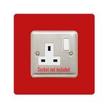 Single Socket Surround | Square | Acrylic Back Panel or Finger Plate | Light Switch Plug, Font Colour:red