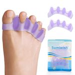 Sumiwish Toe Separators & Toe Spacers - 4 Pairs (Lavender) - Soft Toe Straighteners for Bent Toes - Silicone Toe Separators for Overlapping Toes, Plantar Fasciitis, Hammer Toes & Claw Toes - M