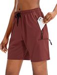 SANTINY Women's Hiking Cargo Shorts Quick Dry Lightweight Summer Shorts for Women Travel Athletic Golf with Zipper Pockets, Maroon, X-Large