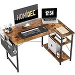 HOMIDEC L Shaped Desk 100CM Computer Desk Study Office Desk Gaming Desk Writing Table With Bookshelf Reversible Corner Desk For Home Office Studio Workstation