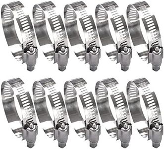 Hose Clamp, Stainless Steel Hose Clamps for 1 1/2 Inch to 2 1/2 Inch Hose Pipe Large Adjustable Worm Gear Hose Clamp Assortment Kit for Automotive Radiator Fuel Line Mechanical, 10 PCS Hose Clamp Set