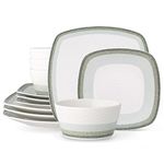 Noritake Colorscapes Layers Sage 12-Piece Square Dinnerware Set, Service for 4.,