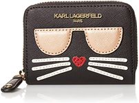 Karl Lagerfeld Paris Maybelle Small Leather Good Wallet, Blk/Gold, One Size