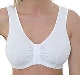 Gemm Womens Stretch Soft Cotton Lycra Non Wired Front Fastening Comfortable Bra White, 40