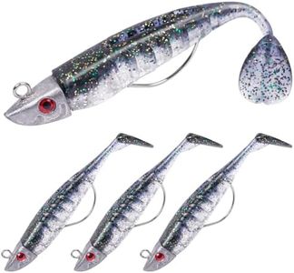 HOTUT 3D Eyes Soft Lures - 3 Pcs Pre-Rigged T Tail Artificial Baits for Sea Fishing Bass Pike Trout Perch