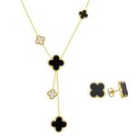 Lucky Clover Gold Plated Women's Necklace - Fashion Classic Jewellery - Black Clover Women's Simple Necklace Ideal Gift For Wife, Daughter, Daughter, Classmate (White colour)