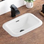 KARAMAG Bathroom Vessel Sink 18 Inch Drop In Bathroom Sink Rectangular Recessed Bathroom Sink With Overflow White Ceramic Modern Sink Bowl Vanity Sink Above Counter Basin (17.9"x12.4")