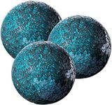 Whole HOUSEWARES | Decorative Balls | Set of 3 Glass Mosaic Orbs for Bowls | 4" Diameter | Table Centerpiece | Coffee Table and House Decor (Turquoise)