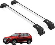 ERKUL Roof Rack Cross Bars for BMW X3 F25 2011-2017 | Aluminum Crossbars with Anti Theft Lock for Rooftop | Compatible with Flush Rails - Silver
