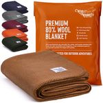 Woolly Mammoth Merino Wool Blanket - Large 66" x 90", 4LBS Camp Blanket | Throw for the Cabin, Cold Weather, Emergency, Dog Camping Gear, Hiking, Survival, Army, Outside, Outdoors – Tan