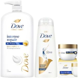 Dove Intense Repair Shampoo 1 Ltr, Conditioner 335 ml & Hair Mask 300ml, (Combo Pack) | Enriched With Keratin Actives to Smoothen Dry and Frizzy Hair - Deep Conditions Damaged Hair for Men & Women