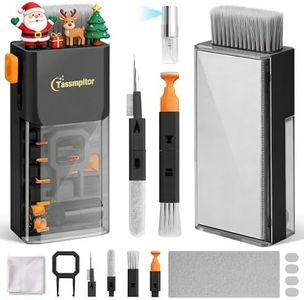 Keyboard Cleaning Kit Keyboard Cleaner, All in One Computer Screen and Laptop Cleaner, Compact Portable Electronic Laptop Cleaning Kit with Soft Brush and Spray for MacBook iPad iPhone Earbud, Black