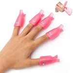 THR3E STROKES 10PC Plastic Acrylic Nail Art Soak Off Cap Clip UV Gel Polish Remover Wrap Tool (Pink)