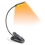 Glocusent Lightweight Rechargeable 10 Led Amber Book Light For Reading In Bed, Clip-On Eyecare Warm Reading Light Up To 80Hrs, 3 Brightness Dimmable X 3 Color Modes, Perfect For Readers & Kids - Abs