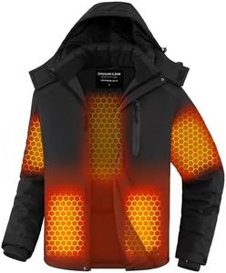 Doumern Official Graphene Heated Jacket Men Battery Pack 18400 mAh Winter Waterproof Electric Heating Coat with Detachable Hood, Black, M