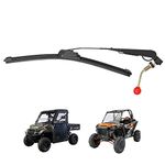 KEMIMOTO UTV Manual Wiper Hand Operated Windshield Wiper Kit with 16" Rubber Blade Compatible with Polaris Ranger 570 800 900 1000, Polaris RZR 800 900 1000 XP, Can Am, Kawasaki, Pioneer, Golf Cart