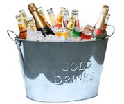 Trendi 24L Cold Drinks GALVANISED Steel Oval Tub Outdoor ICE Bucket Cooler | Beverage Beer Lager Drink Pail Cocktails Parties, Drinks Cooler, Wine Bucket