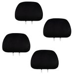 Yupbizauto 4X Cars Trucks & Cover DVD tv Monitors Solid Color Polyester Universal Headrest Covers with Foam Backing- Set of 4 (Black)