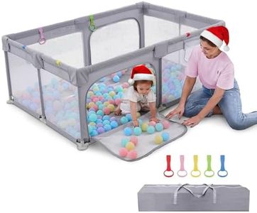 Dripex Laufstall Baby 120x180cm, Laufgitter Baby 300D Oxford Gewebe, Baby Laufstall mit atmungsaktivem Netz, große Sicherheitsspielplatz, Laufstall, Grau