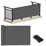 LOVE STORY 3' x 10' Charcoal Balcony Privacy Screen Fence Cover, HDPE Material 90% UV Protection Weather-Resistant,Shield for Deck, Patio,Backyard,Outdoor Pool,Porch,Railing