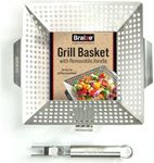 Stainless Steel Grill Basket With Removable Handle - Premium Grill Pan for Outdoor Cooking, BBQ Grilling Basket for Veggies & Fish, Vegetable Grilling Accessory, Grill Baskets for Outdoor Grill. Perfect Dad Gift - Braize