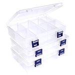 Hocadrv Plastic Compartment Box Plastic Jewellery Organiser Divider Jewellery Box Clear Bead Storage Box Bead Storage Boxes with Compartments for Beads Earring Tool Box(8Grids X 3Pcs)