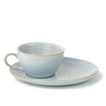 Bodhi House Porcelain Cup and Saucer Set for Tea Coffee, Espresso, Cappuccino, Latte, Cafe Mocha | Suitable for Home, Office and Restaurant | Microwave Safe | Chip Resistance | Arctic Blue, 250 Ml