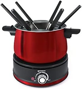 Swissmar Arolla 10 Pieces Stainless Steel Electric Fondue Set Red - Perfect Fondue Pot Electric Set for Cheese, Caramel, Chocolate, Oil, Broth & More - Gift Ideas for Wedding, House Warming, 2.1 Qt