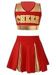 CHICTRY Girls Cheer Leader Costume School Uniform Cosplay Cheerleading Outfit Crop Top with Pleated Skirt Team Sets Dancewear 2Red A 15-16 Years