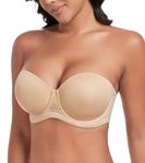 DotVol Women's Full Figure Strapless Bra for Plus Size Underwire Contour Smooth Bras(38DD, Beige)