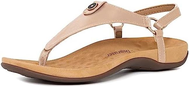 Dearuser Women's Arch Support Orthopedic Sandals Casual Comfortable Orthotic Thong Flat Sandals, Khaki, 8