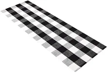 LEVINIS Kitchen Runner Rugs - Black and White Retro Lattice Sofa Cushion & Area Rug - Washable Hand-Woven Buffalo Checkered Floor Rugs for Laundry/Kitchen/Bathroom/Bedroom, 23.6'' x 70.8''