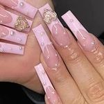 Pink French Tip Press on nails Long