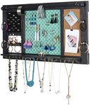 Large Rustic Wall Mounted Jewelry Organizer: 28"x16" Shabby Chic Jewelry Box Alternative Hanging Jewelry Organizer for Earings Necklaces Bracelets Accessories Bangles and Ring Holder (Black)