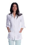 Flaunt Women's Zip Front Warm-Up Scrub or Spa Jacket Lab Coat Medical Uniform-White-X-Large