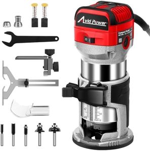 AVID POWER 6.5 Amp 1.25 HP Compact Router Tools for Woodworking, Fixed Base Wood Router with Trim Router Bits, 6 Variable Speeds, Edge Guide, Roller Guide, Dust Hood and Carrying Bags