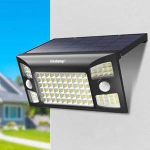 intelamp Lampe Solaire Exterieur, 1300LM Lumiere Solaire Exterieur avec Détecteur de Mouvement, 3 Modes Projecteur Solaire IP65 Eclairage Exterieur Solaire pour Jardin, Garage, Patio