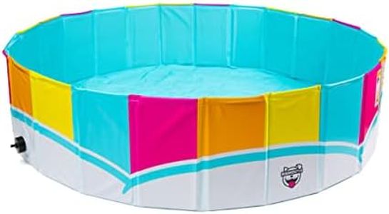 Foldable Dog Pool Collapsible Hard Plastic Pet Swimming Pool Portable Dog Bath Tub Kiddie for Small Medium Dogs Cats Kids 47" Rainbow