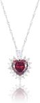 RIZILIA Ocean Heart Pendant Necklace with Simulated Red Garnet CZ, 18 + 2 inches Adjustable Chain, 18K White Gold Plated, Gift for Women