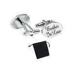 Virens Empourium Men's Wedding Cufflinks SILVER OVAL Cufflink, Groom Best Man Usher Page Boy and Many More Titles, Gift Pouch with Every Pair of Cuff Link (Brother In Law)