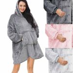 rejuvopedic Sherpa Adult Hoodie Charcoal Blankets, Velvet Touch Fabric With Ultra Soft Sherpa Fleece lining, Oversized Soft And Cosy