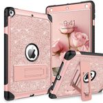 YINLAI for iPad Air 2 Case, iPad 6th 5th Generation iPad 9.7 inch Case 3 in 1 Kickstand Kids Glitter Silicone Case Girl Women Tablet Cover for iPad 9.7 2017/2018/ iPad Pro 9.7/ iPad Air 2, Rose Gold