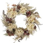 BINFEN Fall Front Door Wreath, Boho Dried Hydrangea Flowers, Burlap, Pampas, Farmhouse Thanksgiving Harvest Decor, Neutral Colors (20")