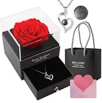 SNAPTRON Gifts For Girlfriend,Wife,Love-Marriage Anniversary Gift For Wife Preserved Rose Flower With Heart Necklace-Valentine Gift For Girlfriend/ Cute Birthday Gift For Wife Special Love,Adult