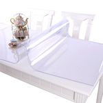 VITA FELICE PVC Table Protector Clear Plastic Waterproof Table Cover for Dining Table, Heavy Duty Wipe Clean Transparent Mat,Tablecloth for Worktop Kitchen Restaurant Party Events (90x140 cm)